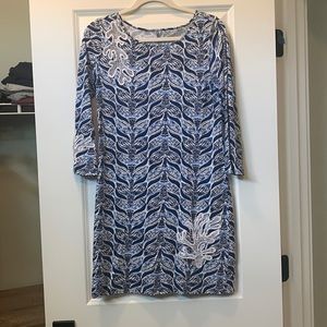 Lilly Pulitzer Pima cotton shift dress blue mermaid print size Small